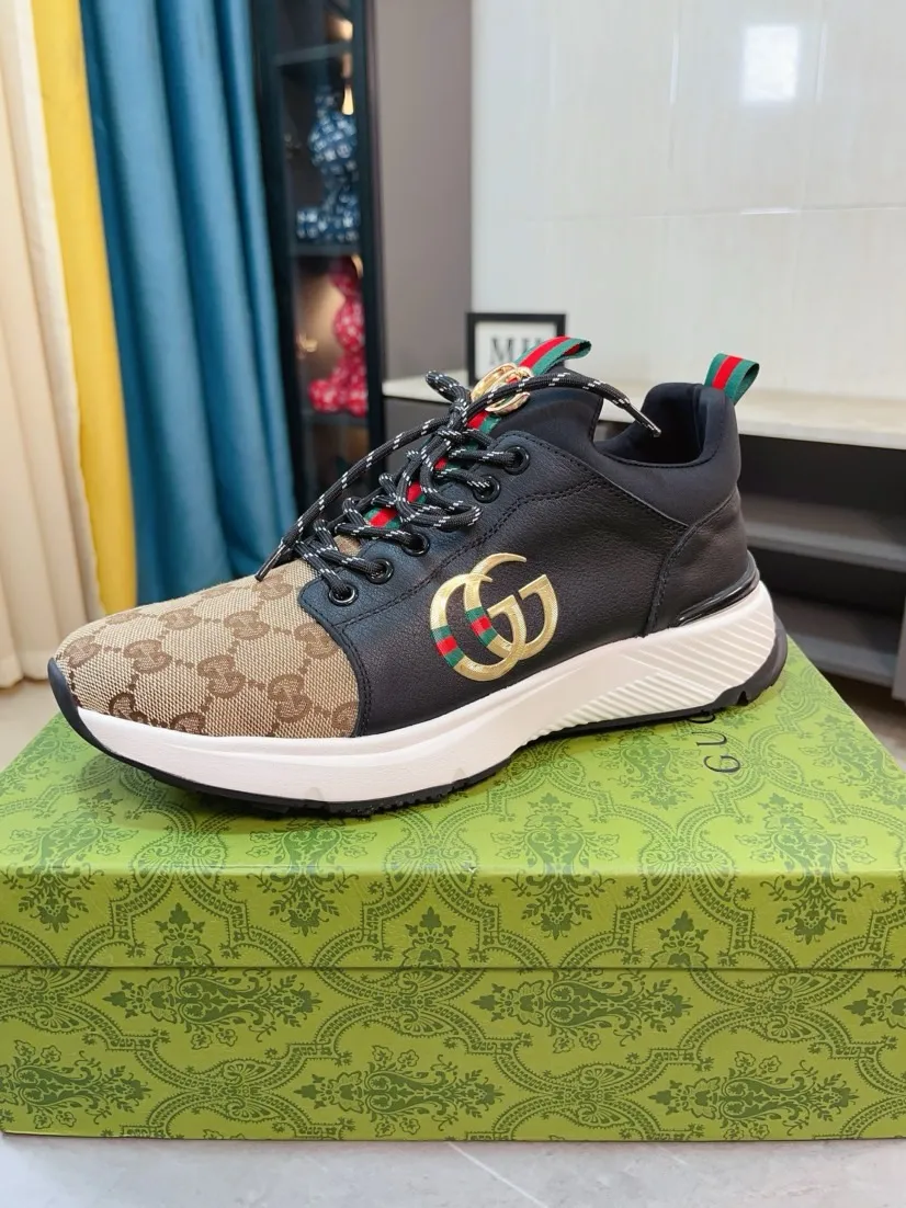 Men's shoes 💰458🌹🌹GUCCI [Gucci] New high-end brand of men's shoes, the latest fashionable casual men's shoes, trendy and versatile, relaxed and sporty style, uppers imported from Italy, first-layer cowhide, genuine leather lining, and ultra-fine workmanship. Original personalized fashionable rubber wear-resistant outsole, light and comfortable on the foot, size 38-44